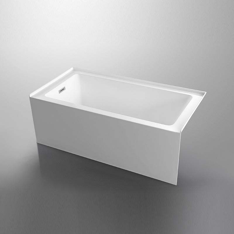 Fabricant chinois de baignoire en alcôve en acrylique de 60 x 30 pouces, baignoire à drain à gauche en blanc