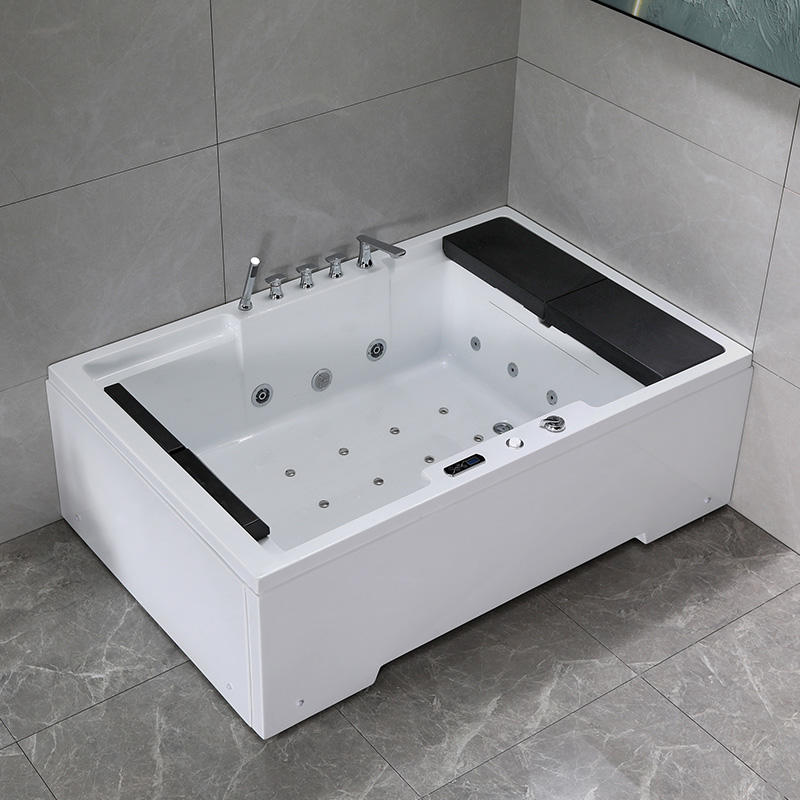 Grande baignoire rectangulaire à remous en acrylique blanc